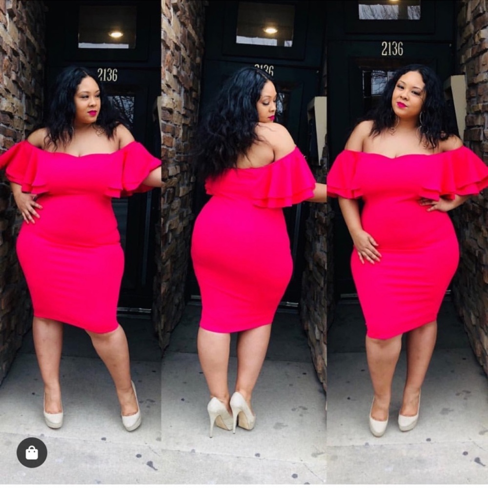 Elegant Off-Shoulder Pink Midi Dress